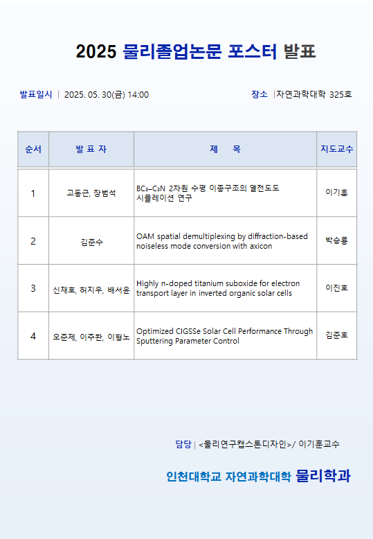 2025 물리졸업논문 포스터 발표 대표이미지